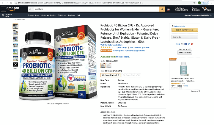 Amazon Probiotic Product