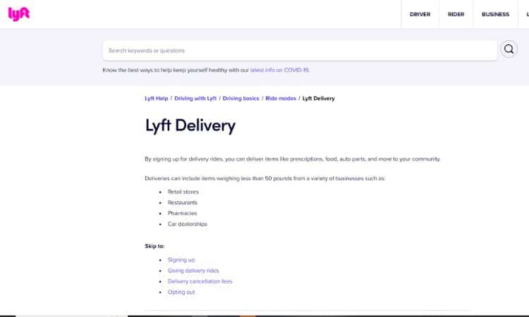 Lyft Delivery