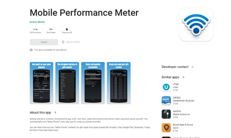 Mobile Performance Meter get paid for your data